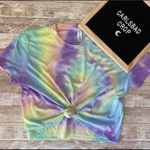 “Carlsbad Crop” Pastel Tie Dye Cropped Tee